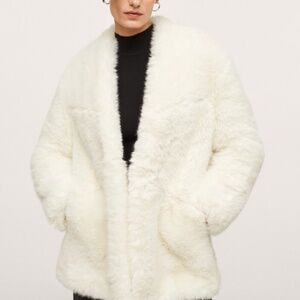 Mango Oversized Fur-Effect Coat, Size XS